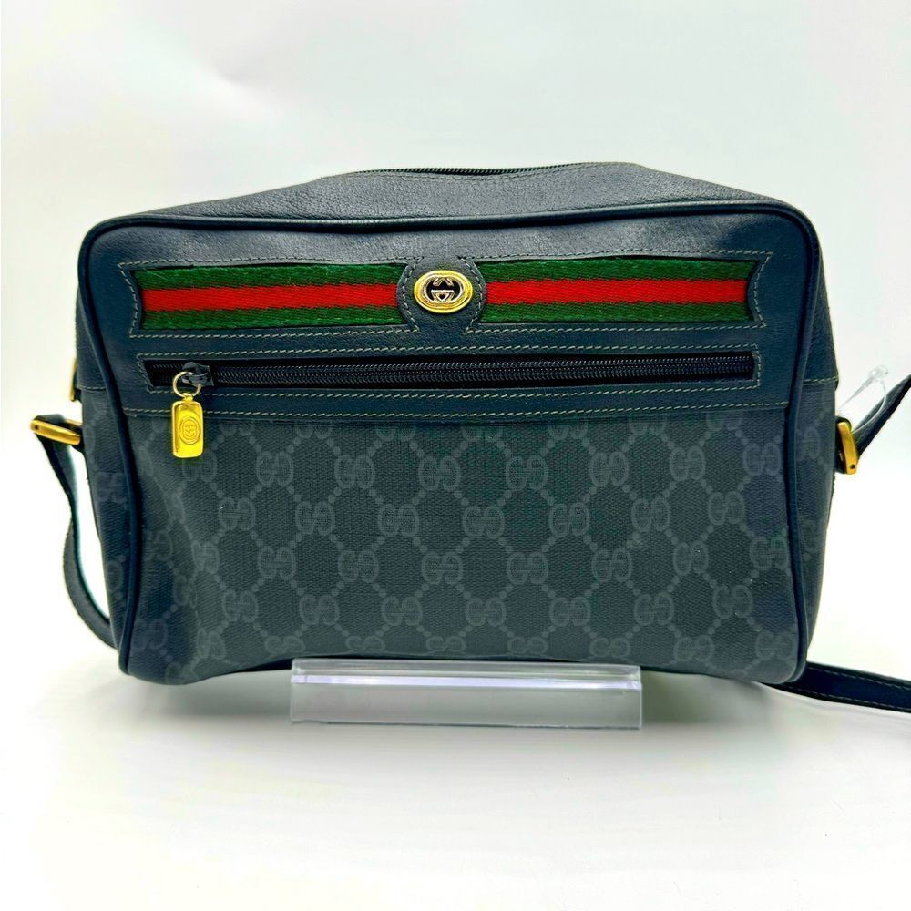 Vtg Gucci Black Supreme Ophidia PVC Guccisima Web Small Shoulder Crossbody Bag